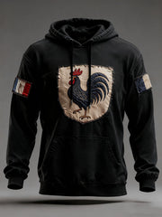 Chandail à capuchon surdimensionné avec poches Drapeau Français Le Coq Gaulois Homme