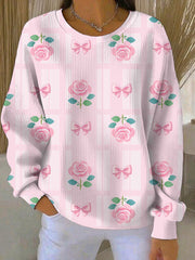 Sweatshirt Décontracté Femme Rose Imprimé Cancer Du Sein