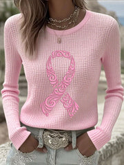 Women's Breast Cancer Awareness Pink Ribbon T-Shirts à manches longues