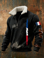 Chandail à capuchon avec fermeture éclair France Timbre Baggy Homme