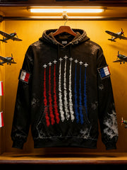 Sweat à capuche oversize Timbre Dde Chasse Français avec poches Homme