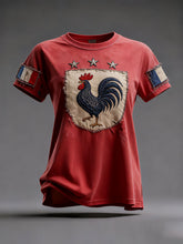 T-shirt à manches courtes Drapeau Français Le Coq Gaulois pour femme
