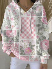 Sweat à Capuche Décontracté Femme Rose Cancer Du Sein Imprimé