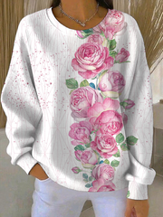 Sweatshirt Décontracté Femme Rose Imprimé Cancer Du Sein