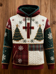 Sweat à capuche surdimensionné pour hommes Vintage Christmas Faith Cross avec poches