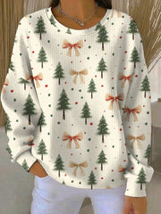 Sweat-shirt Femme Merry Christmas Côtelé Col Rond