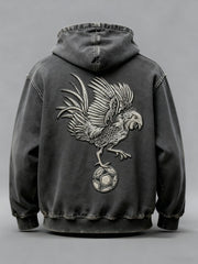 Chandail à capuchon surdimensionné avec poches Drapeau Français Le Coq Gaulois Homme