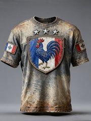 T-shirt à manches courtes Drapeau Français Le Coq Gaulois pour homme