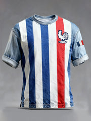 T-shirt à manches courtes Drapeau Français Le Coq Gaulois pour homme