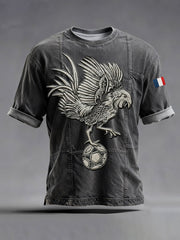 T-shirt à manches courtes Drapeau Français Le Coq Gaulois pour homme