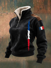 Sweat à Capuche Femme Imprimé Français Avec Col En Fourrure