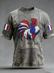 T-shirt à manches courtes Drapeau Français Le Coq Gaulois pour homme