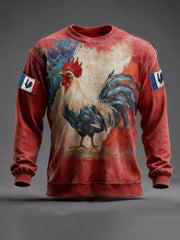 Chandail à col rond Drapeau Français Le Coq Gaulois Homme