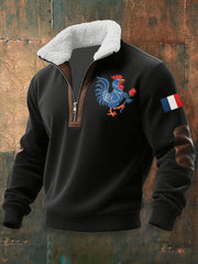 Chandail à capuchon zippé Drapeau Français Le Coq Gaulois pour homme