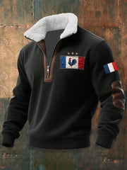 Chandail à capuchon à glissière Baggy Drapeau Français Le Coq Gaulois pour homme