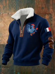Chandail à capuchon zippé Drapeau Français Le Coq Gaulois pour homme