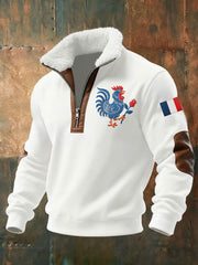 Chandail à capuchon zippé Drapeau Français Le Coq Gaulois pour homme
