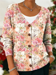 Cardigan Femme Rose Imprimé Floral