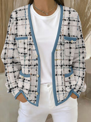 Cardigans Femme Rose Imprimé Géométrique Avec Poche