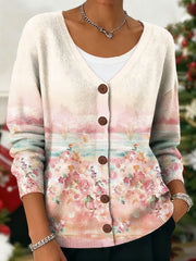 Cardigan Femme Rose Imprimé Floral