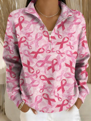 Women's Breast Cancer Awareness Pink Ribbon Sweat-shirt décontracté