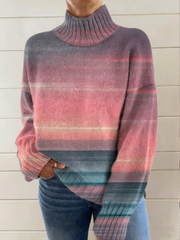 Pull Femme Rose Imprimé Art À Manches Longues