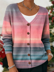 Cardigan Femme Rose Imprimé Art