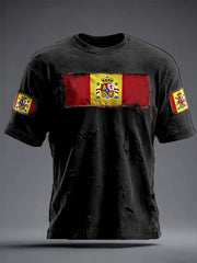 T-shirt imprimé d'art de drapeau de l'Espagne des hommes