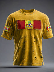 T-shirt imprimé d'art de drapeau de l'Espagne des hommes