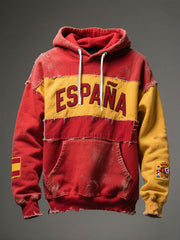 Sweat à capuche imprimé art drapeau de l'Espagne pour hommes