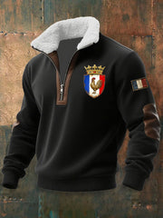 Chandail à capuchon à glissière Baggy Drapeau Français Le Coq Gaulois pour homme