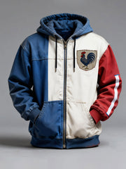 Sweat-shirt zippé imprimé Drapeau Français Le Coq Gaulois Homme