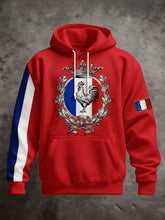 Chandail à capuchon surdimensionné avec poches Drapeau Français Le Coq Gaulois Homme