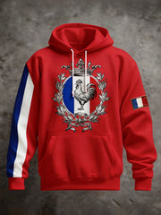 Chandail à capuchon surdimensionné avec poches Drapeau Français Le Coq Gaulois Homme