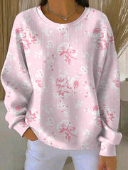 Sweatshirt Décontracté Femme Rose Imprimé Cancer Du Sein