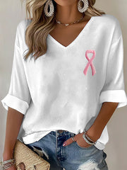 Femmes de la sensibilisation du cancer du sein rose ruban V-Neck Tops