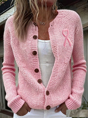Cardigans femme ruban rose sensibilisation au cancer du sein