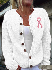 Cardigans femme ruban rose sensibilisation au cancer du sein