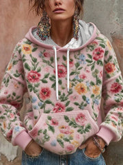 Sweat à capuche imprimé floral sensibilisation au cancer du sein pour femmes