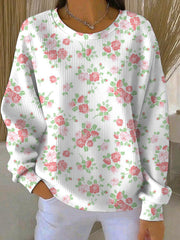 Sweatshirt Décontracté Femme Rose Imprimé Cancer Du Sein
