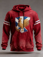 Sweat à capuche surdimensionné à épaules dénudées avec poches pour hommes, drapeau français vintage