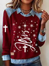 Sweat-shirt décontracté à manches longues pour femmes Christmas Faith Cross Print