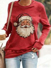 Sweat-shirt décontracté imprimé de Noël pour femmes
