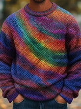 Retro Color Block Stripe Pull islandais abstrait pour hommes