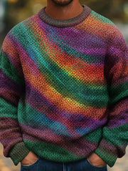 Retro Color Block Stripe Pull islandais abstrait pour hommes