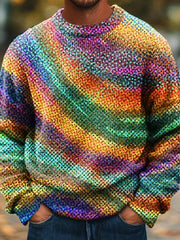 Retro Color Block Stripe Pull islandais abstrait pour hommes