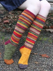 Chaussettes Femme Chaudes Rétro Contrastantes Arc-En-Ciel