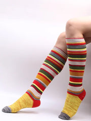 Chaussettes Femme Chaudes Rétro Contrastantes Arc-En-Ciel