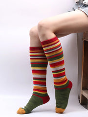 Chaussettes Femme Chaudes Rétro Contrastantes Arc-En-Ciel