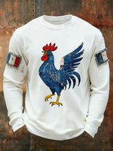 T-shirt à manches longues imprimé gaufré France Le Coq Gaulois pour homme